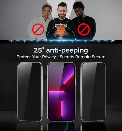 MAGIC JOHN 3rd Gen Upgraded for iPhone 13 Pro Max/iPhone 14 Plus Privacy Screen Protector 6.7 Inch, 25°Anti-Spy Screen, Shockproof Tempered Glass, Auto Dust-Removal, Bubble Free, Easy Installation, 2 Pack - size: iPhone 13 Pro Max/14 Plus-6.7''