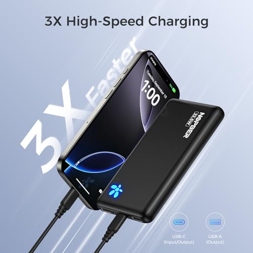 10000mAh Portable Charger 22.5W Ultra Slim Power Bank - color: Black, size: 22.5W