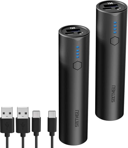 SIXTHGU Portable Charger 2-Pack - 5000mAh Mini Power Bank with 15W Fast Charging USB C Port Flashlight and LED - for iPhone 16 15 14 13 Plus Pro Max iPad mini Android Meta VR and Gaming Controller - color: Black