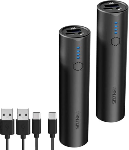 SIXTHGU Portable Charger 2-Pack - 5000mAh Mini Power Bank with 15W Fast Charging USB C Port Flashlight and LED - for iPhone 16 15 14 13 Plus Pro Max iPad mini Android Meta VR and Gaming Controller - color: Black