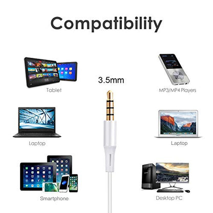 2Pack Wired Earbuds, with Microphone and Volume Control,3.5mm in-Ear Earphones/Headphones/Headset with Noise cancelling and Deep bass Compatible with iPhone/iPad/ tablet/Android/Laptops/PC (White)