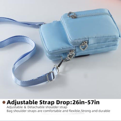 Small Crossbody Bag for Women - Mini Phone Purses with Crossbody Strap and Wallet - Nylon Arm Bag - color: A-lightblue