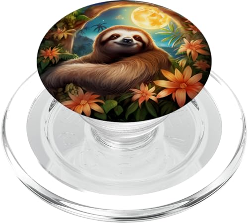 Sloth Jungle Moon PopSockets MagSafe PopGrip for iPhone - style: MagSafe