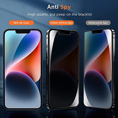Fotbor for iPhone 14 Privacy Screen Protector[2 pack]+Camera Lens Protector[2 pack] with Easy Installation Frame,9H Tempered Glass Film[6.1 Inch] - size: iPhone 14-6.1 inch