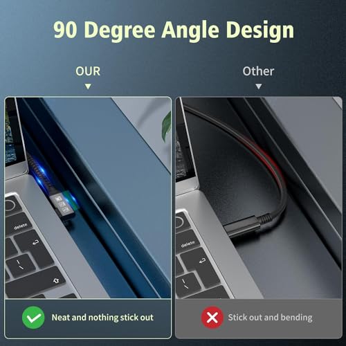 USB C 3.2 Gen2x2 20Gbps Cable, 90Degree USB C 4K@60Hz UHD Video 5A/240W PD3.1 Fast Charge Cord with E-Marker Compatible with Thunderbolt 3/4 - size: 90D 20G 240W 1M
