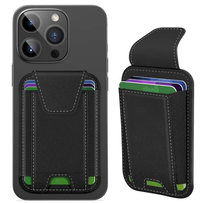Miroddi for MagSafe Wallet with Privacy Flap, Strongest Magnetic Wallet | 7 Cards Holder, RFID Blocking, Leather Magnetic Phone Wallet for iPhone 17/16/15/14/13/12 Series and Pixel 10, Black & Black - color: Black+Black