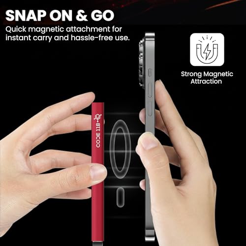 CODE 118 Wallet for Men - Slim Minimalist Aluminum Magnetic Card Holder - RFID Blocking Front Pocket Mag Safe Wallet with Strong Magnet Attachment (Thermal Red) - color: Thermal Red