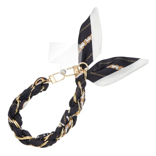 ZOOEASS Phone Wrist Lanyard Gold Metal Scarf Phone Charm Strap with Tether Tab Women Phone Chain Accessories for Handbags - color: Style 2