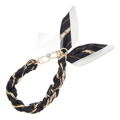 ZOOEASS Phone Wrist Lanyard Gold Metal Scarf Phone Charm Strap with Tether Tab Women Phone Chain Accessories for Handbags - color: Style 2