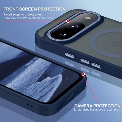 BENTOBEN for Google Pixel 9 Case [Compatible with Magsafe] Translucent Matte Magnetic Pixel 9 Case Slim Thin Shockproof Women Men Girls Boys Protective Phone Cases for Google Pixel 9 6.3", Navy Blue - color: Navy Blue