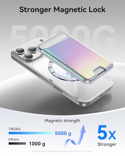 TWZKG for MagSafe Wallet, 3 Cards Holder, Slim Magnetic Phone Wallet for iPhone 17/16/15/14/13/12 Pro Max Plus Air Series,RFID Blocking Vegan Leather,Rainbow - color: Rainbow
