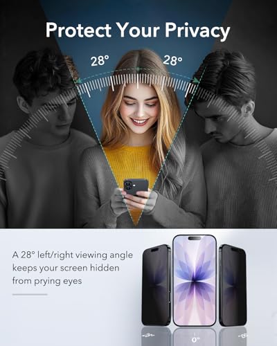 ESR 3 Pack for iPhone 17/iPhone 16 Pro Privacy Screen Protector, Classic - size: iPhone 17/16 Pro 6.3 inch