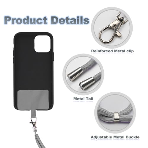 ELANE 8 Pieces Cell Phone Holder Around Neck,Adjustable Crossbody Phone Strap,Cell Phone Lanyard Crossbody Phone Lanyard - color: Grey
