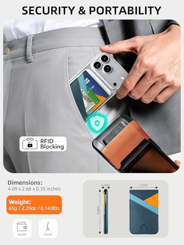 for MagSafe Wallet Magnetic iPhone Card Holder with Adjustable Stand - color: Drak Blue