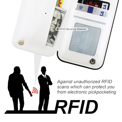 ONETOP for iPhone 16 Pro Max Wallet Case with Credit Card Holder,White - color: White