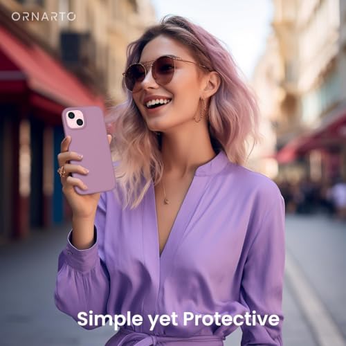 ORNARTO Compatible with iPhone 15 Case 6.1, Slim Liquid Silicone 3 Layers Full Covered Soft Gel Rubber Phone Case, Anti-Scratch Shockproof Protective Cover 6.1 Inch, Lilac Purple - color: Lilac Purple