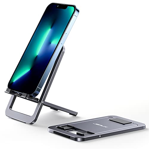 JSAUX Fold-Flat Cell Phone Stand, Adjustable Desk Holder-Gray - color: Grey, size: 1-PACK