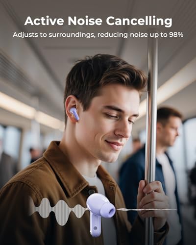 Wireless Earbuds with Smart Touchscreen Case, Bluetooth 6.0 Ear Buds with AI Noise Cancelling Calls, 40H Playtime Stereo Headphones, IPX7 Waterproof Earbuds for Workout, Travel, iPhone,Android,Purple - color: Purple