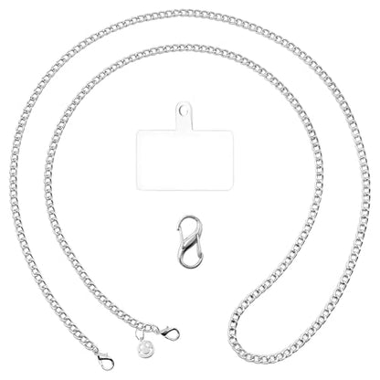 Crossbody Phone Lanyard, Metal Phone Chain for Women Men, Adjustable Phone Strap with Tether Tab, Anti-Theft Neck Strap Compatible with iPhone 17, 16, 15, Most Smartphones, Silver - color: Silver