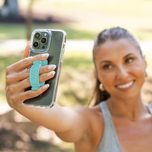 SpiiderGriip 360 Rotating Phone Grip – Flat-Fold Kickstand & Secure Strap – Works with iPhone, Android, Tablets & Cases – Comfortable & Durable (Aqua) - color: Aqua
