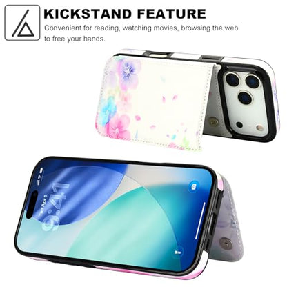 HAOPINSH Wallet Case with Card Holder for iPhone 17 Pro Max, Pale Flower Pattern Back Flip Folio PU Leather Kickstand Card Slots Case for Women Girls Shockproof 6.9" - color: Pale Flower