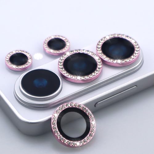 for Samsung Galaxy S26 Ultra Camera Lens Protector, Bling Diamond Metal Ring Tempered Glass Lens Cover, Sparkly Rhinestone Accessories (Pink) - color: Pink