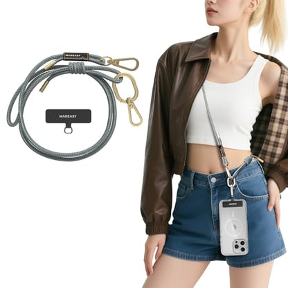 MAGEASY Universal Cell Phone Lanyard - Anti-Theft Rope Crossbody Phone Strap for iPhone 17 Pro Max & Most Smartphones, for Men & Women | 6mm Misty Blue - color: Misty Blue
