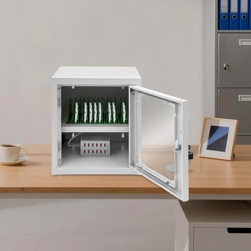 12-Device Charging Station, Charging Cabinet for Cellphones, Rechargeable Cellphone Locker Storage Charging Station, Locking and Charging Phone Storage Box, Cell Phone Charging Box - color: White-12 Slots