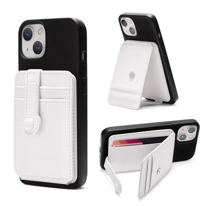 M-Plateau Phone Wallet Stick On, Phone Card Holder With Elastic Magnetic Closure, Slim Wallet Matches Double Sided Tape Compatible with iPhone Case and Most Smartphone (White) - color: White