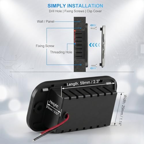 4PCS 72W 12V RV USB Outlet 3 Charging Ports Panel Wall Surface Mount - color: Deep black, size: 4PCS