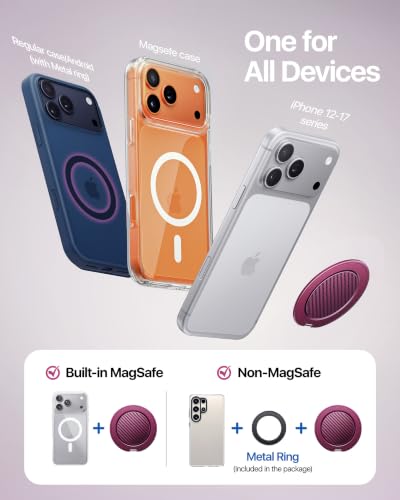 andobil [2026 Ultra-Thin] Magnetic Phone Grip Stand for MagSafe, Red Wine - color: Red Wine Carbon Fiber