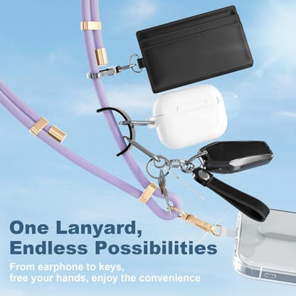 4-IN-1 Phone Lanyard Crossbody & Wrist Strap Kit with 2 Pack Tabs - color: Purple