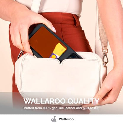 Wallaroo Premium Leather Cell Phone Wallet Stick On - Android and iPhone Wallet and Card Holder for Women and Men - Durable with Non-Slip Lining Secures Up to 3 Cards - color: Brown Leather