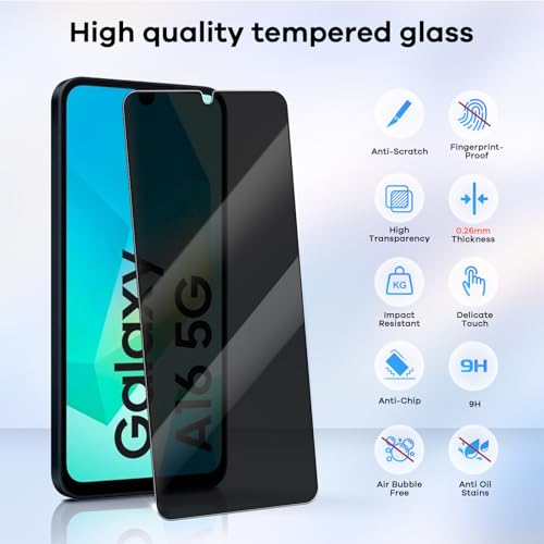 3+3 for Samsung Galaxy A16 5G Privacy Screen Protector Camera Protector - size: Galaxy A16 Privacy