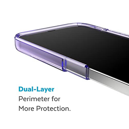Speck Clear iPhone 15 Plus & 14 Plus Case Drop Protection, Scratch Resistant Dual Layer Slim Phone Case for 6.7 Inch iPhones - Anti-Yellowing & Anti-Fade Case - Amethyst Purple GemShell - color: Amethyst Purple/Clear
