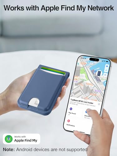 TopMade for MagSafe Wallet Works with Find My, Strongest Magnetic Wallet - color: Dark Blue
