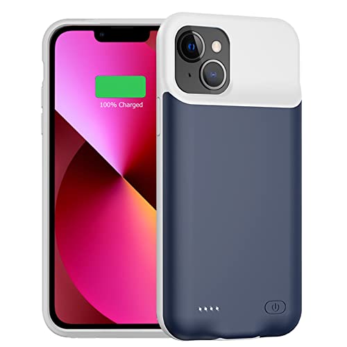 Battery Case for iPhone 13 Mini, Enhanced 6500mAh Ultra Thin Portable Protective Power Smart Charging Case Compatible with iPhone 13 Mini (5.4 inch) Rechargeable Extended Battery Charger Case (Blue) - color: Blue