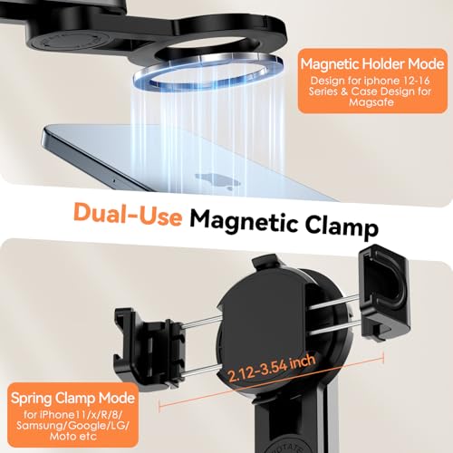 CloudValley Upgraded Magnetic Mini Selfie Stick Tripod with 2 Fill Lights, 4-in-1 Pocket Size Phone Tripod with 360° Rotation, Rechargeable Bluetooth Remote, Foldable Grip for iPhone Vlog Photo Video - style: with Fill Lght