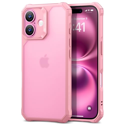 ESR for iPhone 16 Case, Military-Grade Protection with Shock-Absorbing Corners, Scratch-Resistant and Anti-Yellowing Acrylic Back, Slim Protective Phone Case, Air-Armor Series, Frosted Pink - color: Frosted Pink
