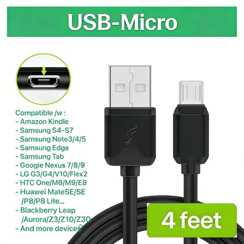 7-Pack Assorted Individual 4FT USB and USB-C Cables, Compatible/w iPhone17,16,15, iPhone14-5/ iPad/MacBook/iPad mini/Samsung Moblies & Tablets/Pixel & Nexus/HTC etc (Black) - color: Black