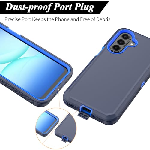 Rugged Phone Case for Samsung Galaxy A18/A17 Blue | Belt Clip Holster & Kickstand Heavy Duty Shockproof Protective Full Body Case (Blue) - color: Blue