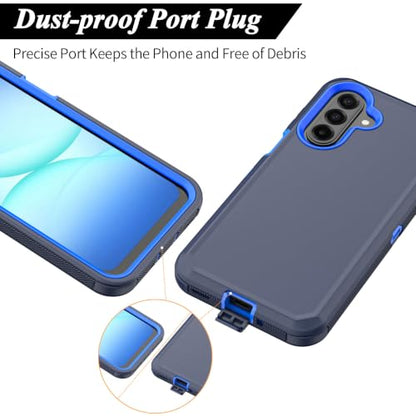 Rugged Phone Case for Samsung Galaxy A18/A17 Blue | Belt Clip Holster & Kickstand Heavy Duty Shockproof Protective Full Body Case (Blue) - color: Blue