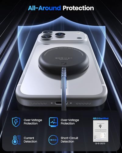 Magnetic Wireless Charger, 10FT Qi2 25W Fast Charging Pad for MagSafe - color: Black, size: XL (10FT)