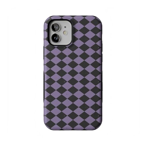 Casely iPhone 12 Mini Case | Harlequin Midnight Diamond | Black and Purple | Bold Protective Design | MagSafe Compatible Design - color: Harlequin Midnight Diamond | Black and Purple, size: Iphone 12 Mini