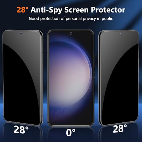 [2 Pack] Privacy Screen Protector for Samsung Galaxy S23, Ultrasonic Fingerprint Support, Auto-Alignment Frame, Easiest to Installation, Scratch-Resistant, Bubble-Free