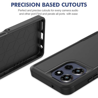 for Motorola Moto G Power 2026 / Moto G Power 2025 Case: Dual Layer Protective Heavy Duty Cell Phone Cover Shockproof Rugged with HD Screen Protector Military Protection Bumper Tough, Black - color: Black (PC) + Black (TPU)