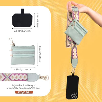 BARGIFTS Clip and Go Strap for Phone with Wallet Crossbody, Cell Phone Lanyard with Zippered Pouch, Adjustable Phone Strap Crossbody with Wallet - color: A-blue