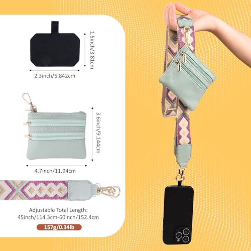BARGIFTS Clip and Go Strap for Phone with Wallet Crossbody, Cell Phone Lanyard with Zippered Pouch, Adjustable Phone Strap Crossbody with Wallet - color: A-blue