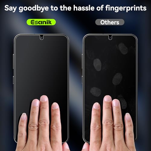 Esanik for S25 Plus Anti Reflective Screen Protector, Anti-Glare & Fingerprint Unlock Compatible, Matte PET Film [Non-Glass], Auto-alignment Frame, Anti-Fingerprint, Smooth as Silk, 2+2 Pack - size: S25 Plus-6.7 inch
