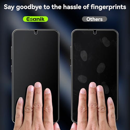 Esanik for S25 Plus Anti Reflective Screen Protector, Anti-Glare & Fingerprint Unlock Compatible, Matte PET Film [Non-Glass], Auto-alignment Frame, Anti-Fingerprint, Smooth as Silk, 2+2 Pack - size: S25 Plus-6.7 inch